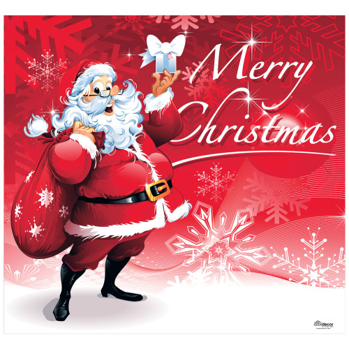 Jolly Santa Merry Christmas Single Car Garage Door Banner - 7' x 8' - IMAGE 1