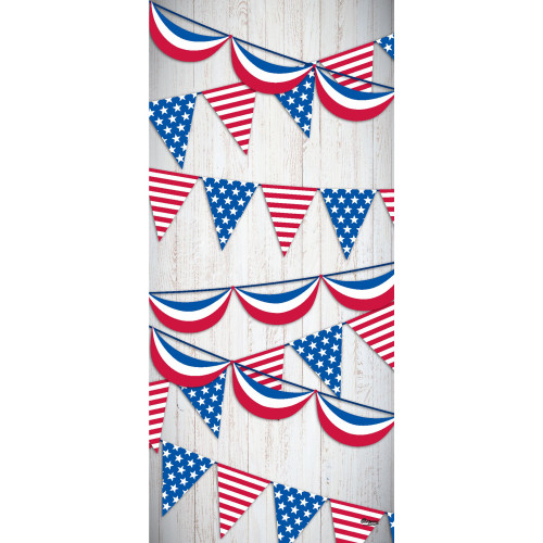 80" x 36" Red and Blue Outdoor Patriotic Pennants Front Door Banner - IMAGE 1