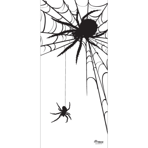 36" x 80" White and Black Spiders Halloween Front Door Banner Mural Sign Decoration - IMAGE 1