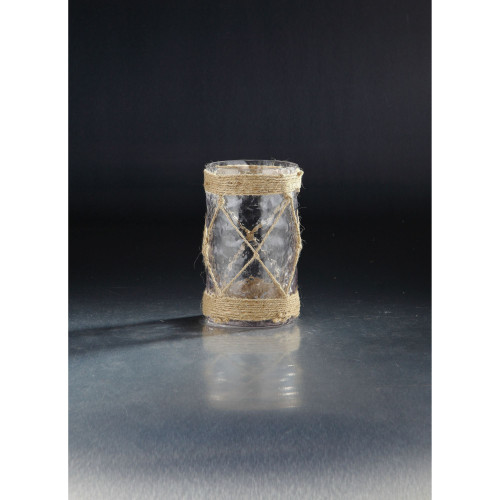 7.5” Translucent Cylindrical Glass with Rope Design Flower Vases - IMAGE 1