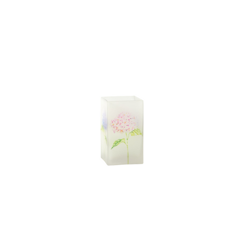 6.5" Clear Floral Printed Square Flower Hand Blown Glass Vase - IMAGE 1