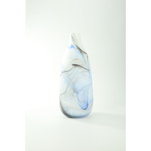 10.5" Black and Blue Marbled Hand Blown Glass Vase - IMAGE 1