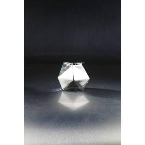 8" Silver Metallic Geometric Faceted Glass Vase - IMAGE 1