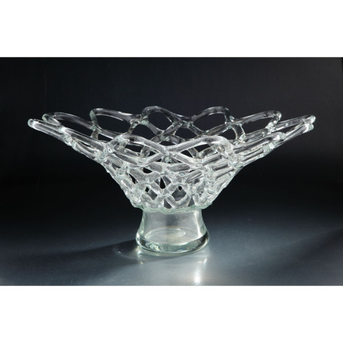 22” Clear Flower Shaped Handblown Glass Tabletop Vase - IMAGE 1