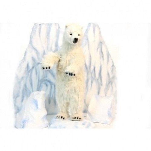 39" Handcrafted Standing Polar Bear Cub Stuffed Animal - IMAGE 1