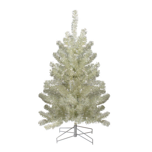 3' Metallic Platinum Artificial Tinsel Christmas Tree - Unlit - IMAGE 1