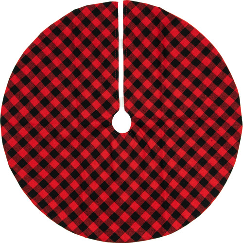 20" Red and Black Buffalo Plaid Mini Christmas Tree Skirt - IMAGE 1