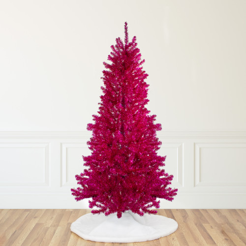 9' Metallic Pink Tinsel Artificial Christmas Tree - Unlit - IMAGE 1