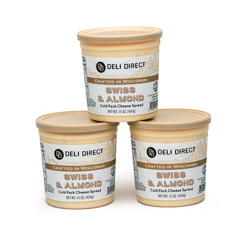 3ct White Wisconsin Swiss Almond Cheese Spreads 15 oz. - IMAGE 1