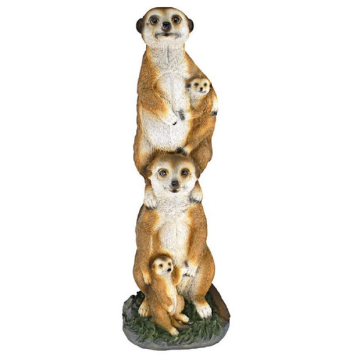 15" Meerkat Stacked Family Outdoor Garden Statue - IMAGE 1