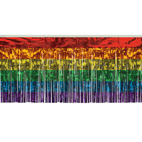Set of 6 1-Ply Rainbow Metallic Fringe Entertainment Party Drape 10' - IMAGE 1