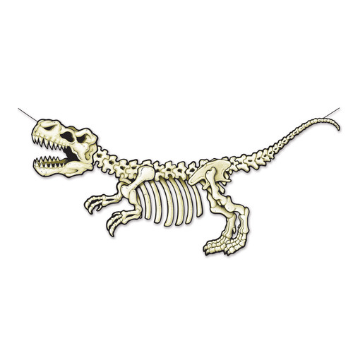 Set of 12 Beige T-Rex Skeleton Party Streamers 5' - IMAGE 1