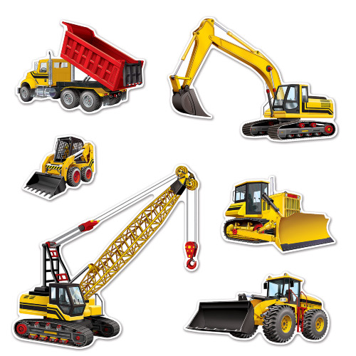 72 Pieces Yellow Construction Equipment Design Cutouts 20.5” - IMAGE 1