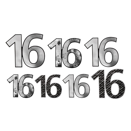 84-Pieces Black and Silver Number "16" Birthday Foil Cutouts 10.75" - IMAGE 1