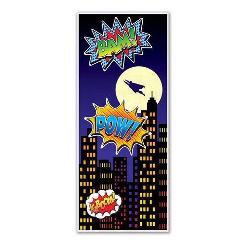 Set of 12 Multicolored Animated Hero Design Party Door Cover Decorations 6’ - IMAGE 1