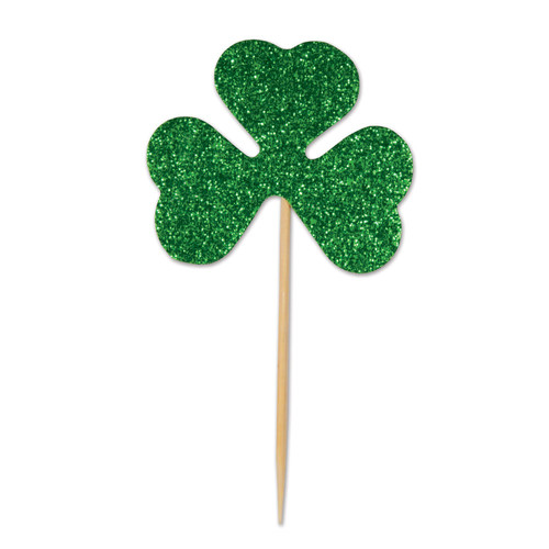288 ct Green St Patrick's 3-Clover Shamrock Picks - 3.75” - IMAGE 1