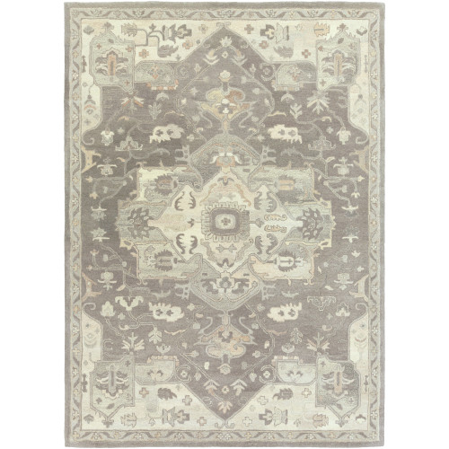 8' x 11' Medallion Patterned Gray and Beige Rectangular Area Throw Rug - IMAGE 1