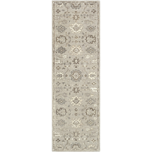 3' x 12' Traditional Persian Style Brown and Gray Hand Tufted Wool Area Throw Rug Runner - IMAGE 1