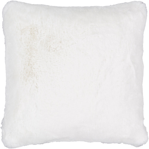 20" White Faux Fur Square Throw Pillow - Down Filler - IMAGE 1