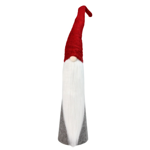 22.5" Medium Bendable Tall Skinny Red and Grey Gnome Christmas Decoration - IMAGE 1