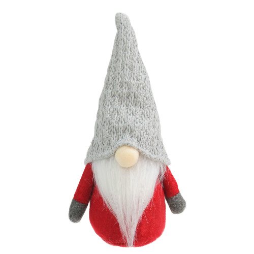 9.5" Gray and Red Gnome with Hat Table Top Christmas Decoration - IMAGE 1