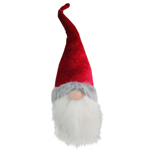 Glittered Santa Gnome Head Christmas Decoration - 14" - Red and White - IMAGE 1