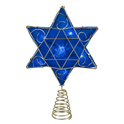 Blue and Gold Colored Hanukkah Star LED Tree Topper 11.5" - IMAGE 1