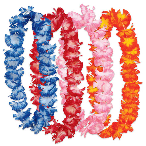 24-Pieces Assorted Colors Hawaiian Floral Leis 34.5" - IMAGE 1