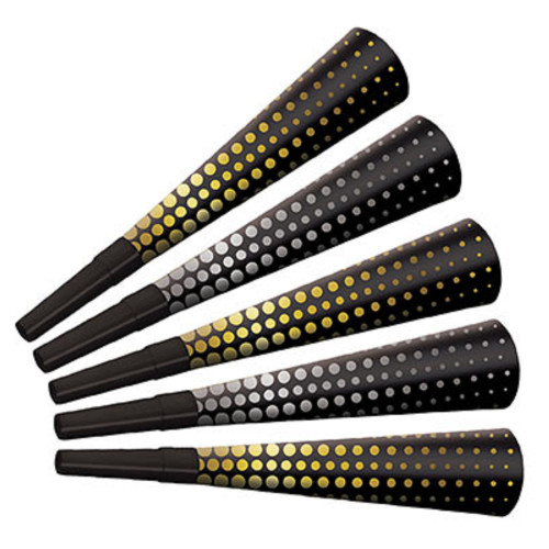 9" Silver & Gold Cheers To The New Year Horns - IMAGE 1