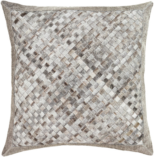 20" Brown and Gray Weaved Pattern Hand Crafted Throw Pillow – Down Filler - IMAGE 1