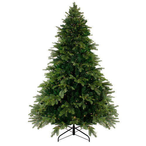 7.5' Pre-Lit Full Woodcrest Pine Artificial Christmas Tree - Warm White LED Lights - IMAGE 1