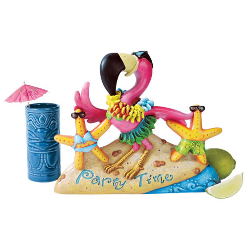 12" Party On The Beach Flamingo Outdoor Garden Statue - IMAGE 1