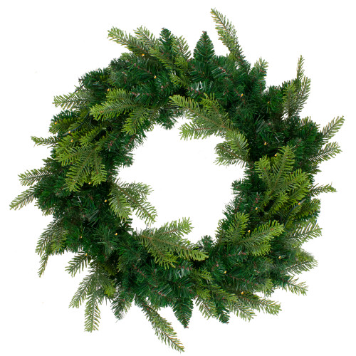 Pre-Lit Woodcrest Pine Artificial Christmas Wreath, 24-Inch, Warm White LED Lights - IMAGE 1