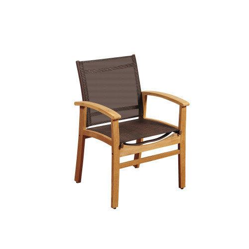 36" Brown Fortuna Teak Patio Armchair with Sling - IMAGE 1