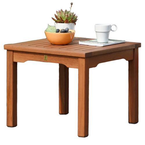 19" Brown Kingsbury Eucalyptus Patio Side Table - IMAGE 1