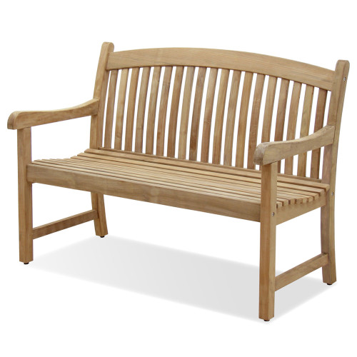 48" Brown Newcastle Teak Slatted Back Patio Bench - IMAGE 1