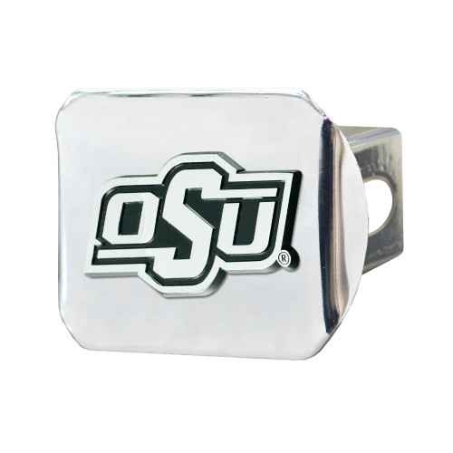 4" Stainless Steel and Black NCAA Oklahoma State Cowboys Hitch Cover - IMAGE 1