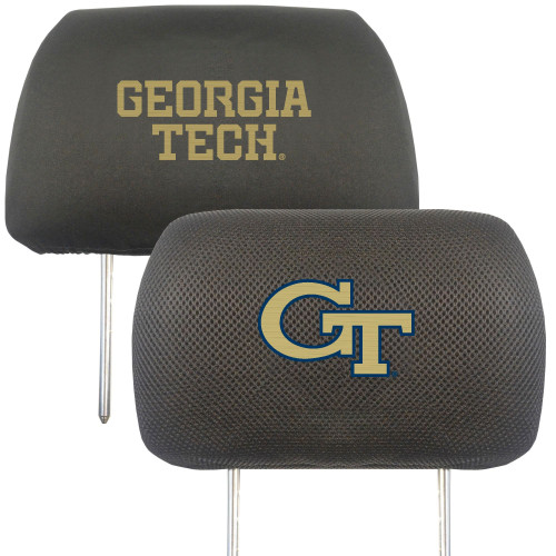 Set of 2 Black and Gold NCAA Georgia Tech Yellow Jackets Headrest Cover 13" - IMAGE 1