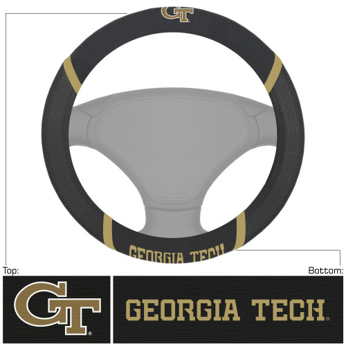 15" Black and Gold NCAA Georgia Tech Yellow Steering Wheel Cover - IMAGE 1