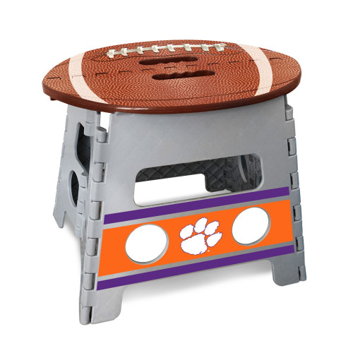 14" Gray and Brown NCAA Clemson Tigers Folding Step Stool - IMAGE 1