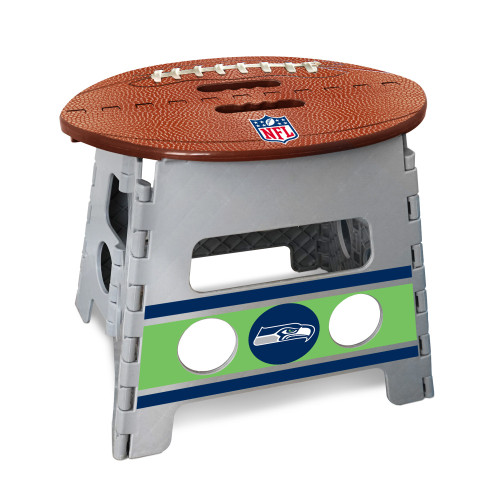 14" Gray and Brown NFL Seattle Seahawks Folding Step Stool - IMAGE 1