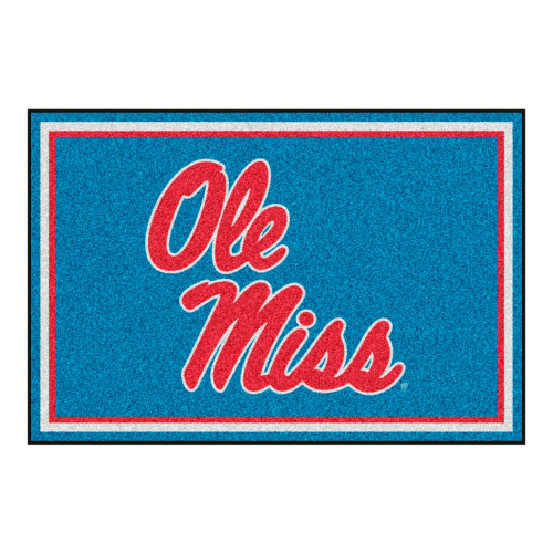 5' x 8' Blue and Red NCAA Ole Miss Rebels Rectangular Plush Area Throw Rug - IMAGE 1