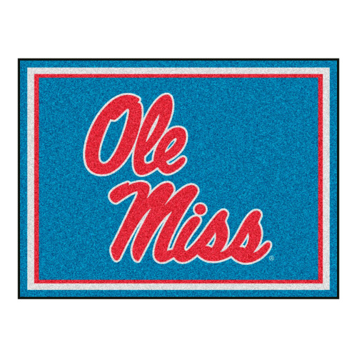 8' x 10' Blue and Red NCAA Ole Miss Rebels Rectangular Plush Area Throw Rug - IMAGE 1