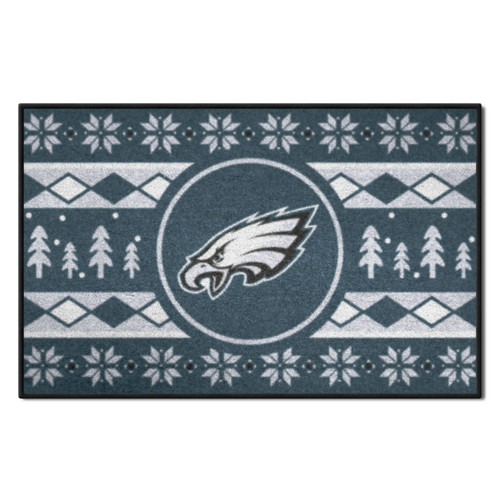 Blue and White NFL Philadelphia Eagles Rectangular Sweater Starter Mat 30" x 19" - IMAGE 1