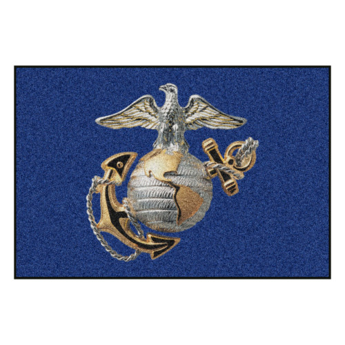 59.5" x 94.5" Blue and Gold United States Marine Corps Rectangular Ulti Mat Area Rug - IMAGE 1