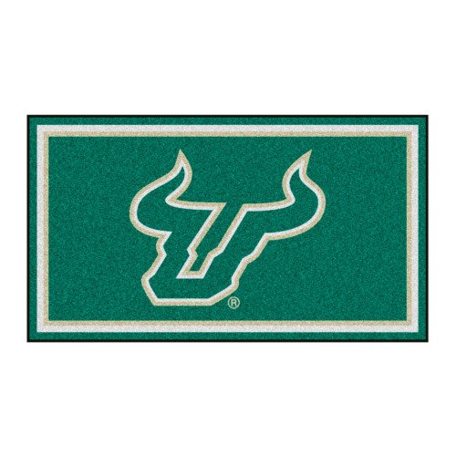 3' x 5' Green and White NCAA South Florida Bulls Rectangular Plush Area Throw Rug - IMAGE 1
