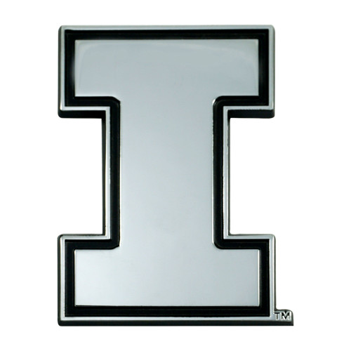 3" Stainless Steel and Black NCAA Illinois Fighting Illini 3D Emblem - IMAGE 1