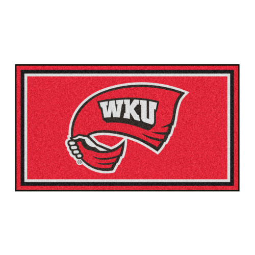 3' x 5' Red and White NCAA Western Kentucky Hilltoppers Rectangular Plush Area Throw Rug - IMAGE 1
