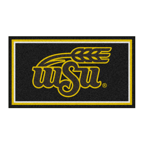 3' x 5' Black and Yellow NCAA Wichita State Shockers Rectangular Plush Area Throw Rug - IMAGE 1