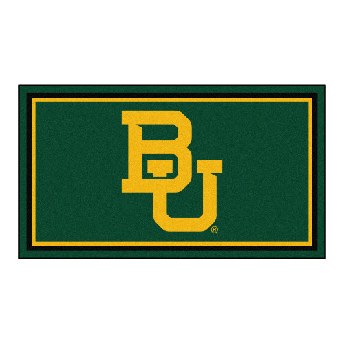 3' x 5' Green and Yellow NCAA Baylor Bears Rectangular Plush Area Throw Rug - IMAGE 1